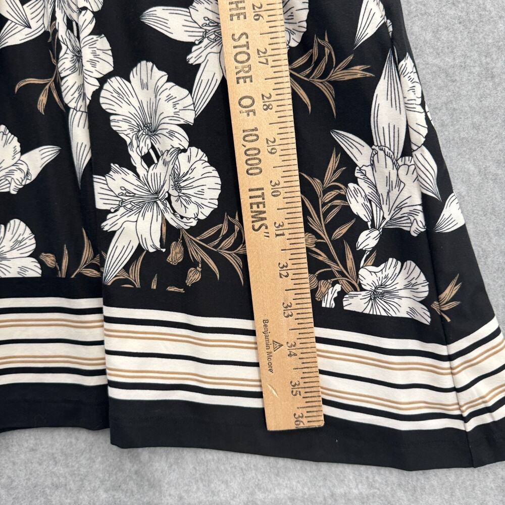 Soma Tropical Floral Mock Wrap Dress Size M Black White Soft Knit Coastal Beach - Picture 10 of 12